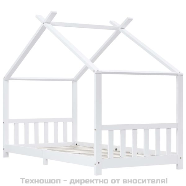 Рамка за детско легло, бяла, бор масив, 90х200 см