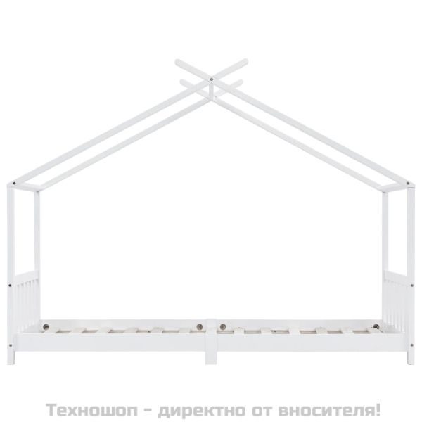 Рамка за детско легло, бяла, бор масив, 90х200 см