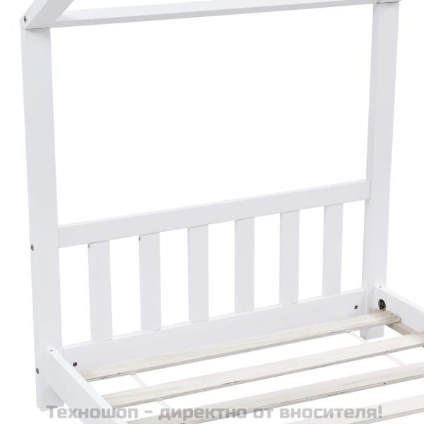 Рамка за детско легло, бяла, бор масив, 90х200 см