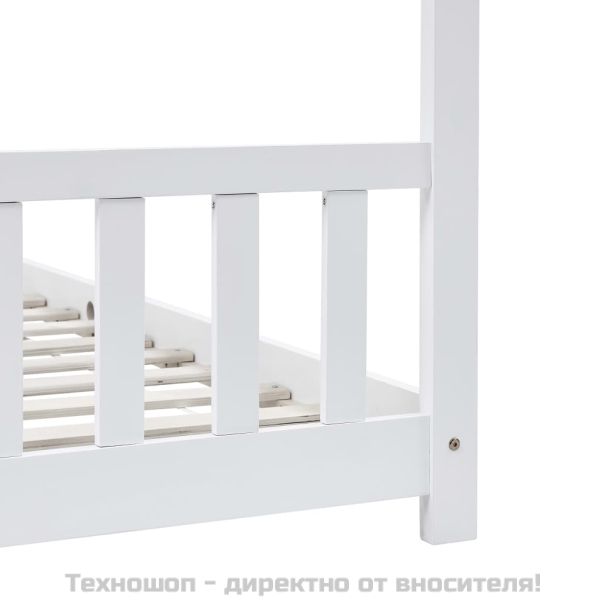 Рамка за детско легло, бяла, бор масив, 90х200 см