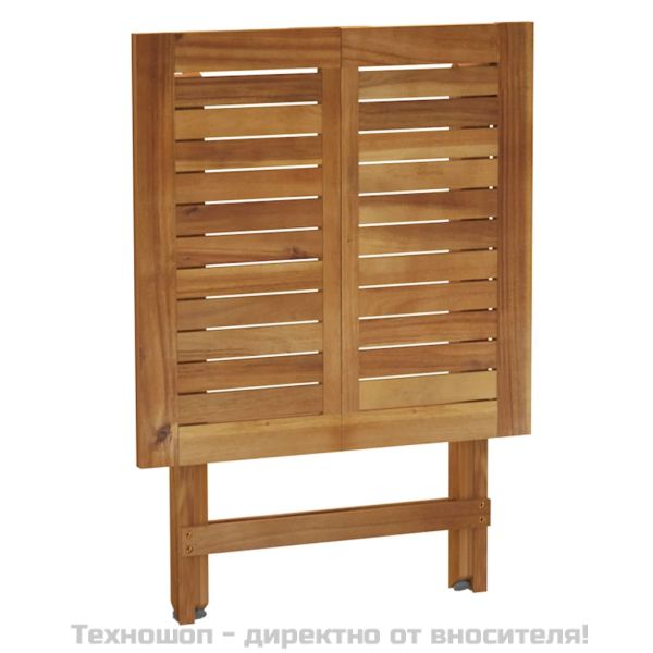 Сгъваем бистро комплект, 3 части, с възглавници, акация масив