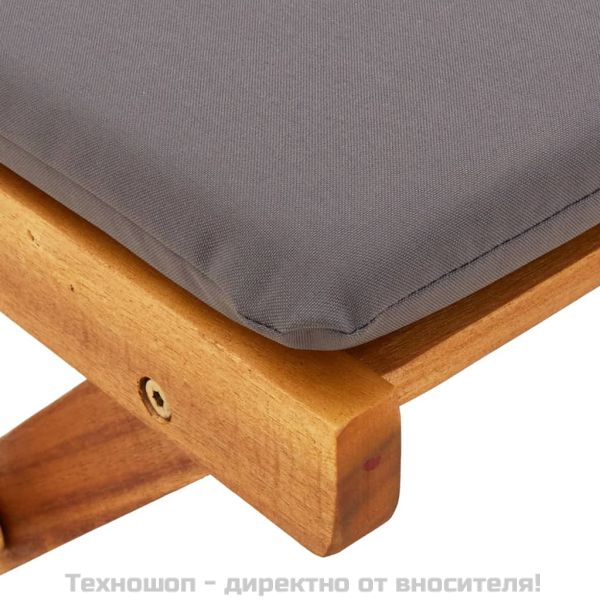 Сгъваем бистро комплект, 3 части, с възглавници, акация масив