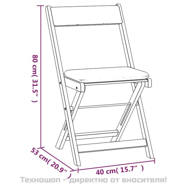 Сгъваем бистро комплект, 3 части, с възглавници, акация масив