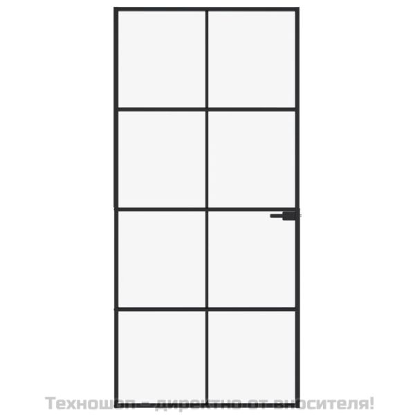 Интериорна врата черна 93x201,5 см закалено стъкло и алуминий