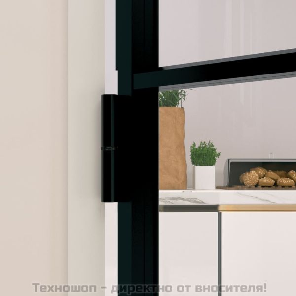 Интериорна врата черна 93x201,5 см закалено стъкло и алуминий