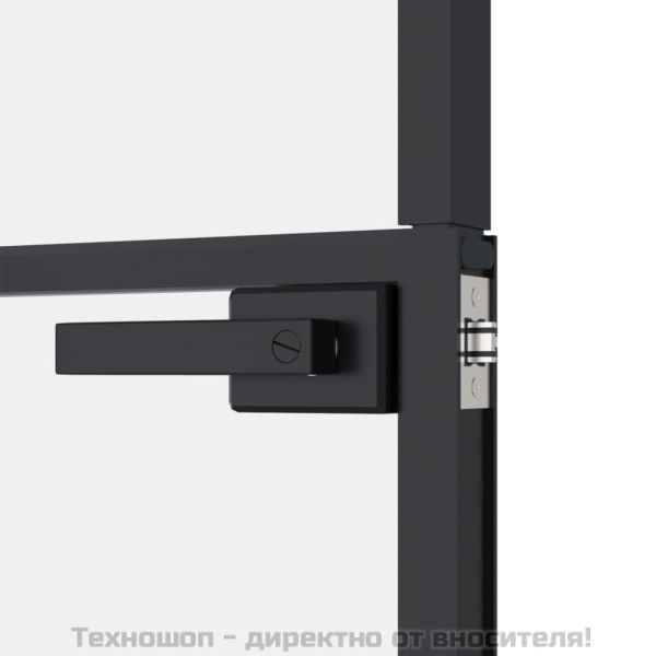 Интериорна врата черна 93x201,5 см закалено стъкло и алуминий