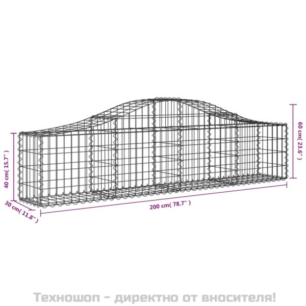Габионни кошници арка 2 бр 200x30x40/60 см поцинковано желязо