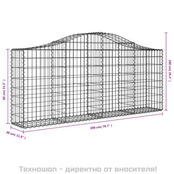 Габионни кошници арка 6 бр 200x30x80/100 см поцинковано желязо