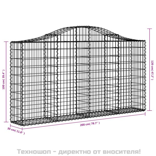 Габионни кошници арка 9 бр 200x30x100/120 см поцинковано желязо