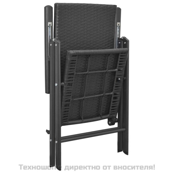 Градински трапезен комплект, 5 части, черен