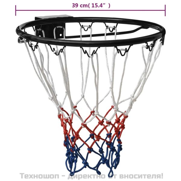 Баскетболен ринг, черен, 39 см, стомана