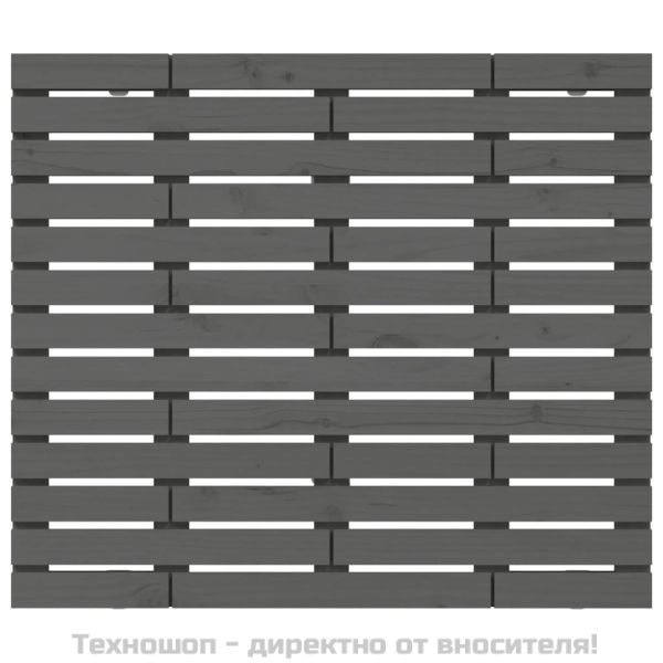 Стенна табла за спалня, сива, 146x3x91,5 см, борово дърво масив