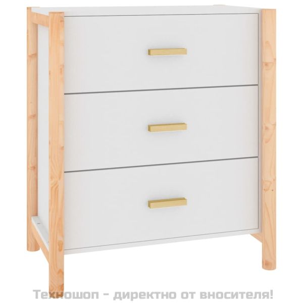 Сайдборд, бял, 62x38x70 см, инженерно дърво