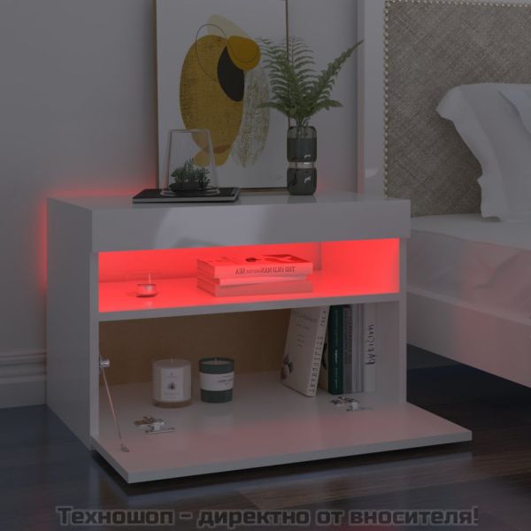 ТВ шкафове с LED осветление 2 бр бял гланц 60x35x40 см