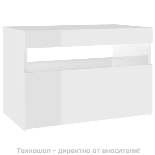 ТВ шкафове с LED осветление 2 бр бял гланц 60x35x40 см