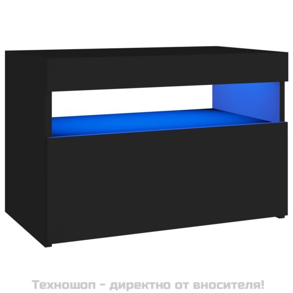 ТВ шкафове с LED осветление 2 бр черни 60x35x40 см