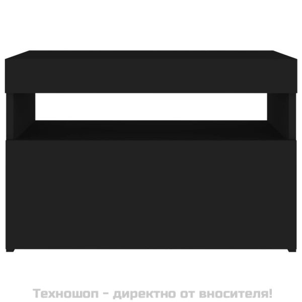 ТВ шкафове с LED осветление 2 бр черни 60x35x40 см