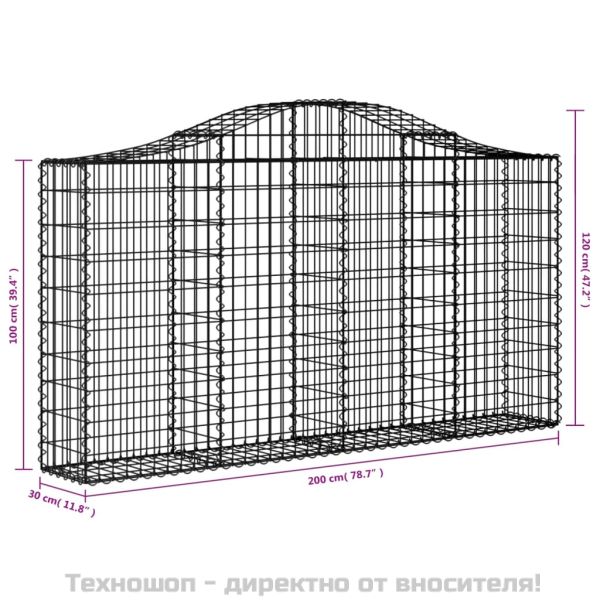 Габионни кошници арка 7 бр 200x30x100/120 см поцинковано желязо