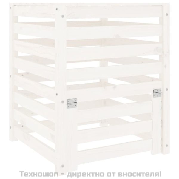 Компостер, бял, 63,5x63,5x77,5 см, борово дърво масив