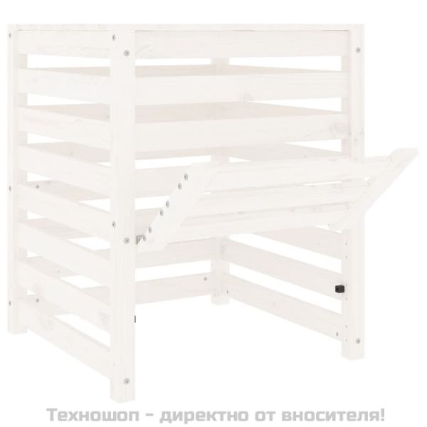 Компостер, бял, 63,5x63,5x77,5 см, борово дърво масив
