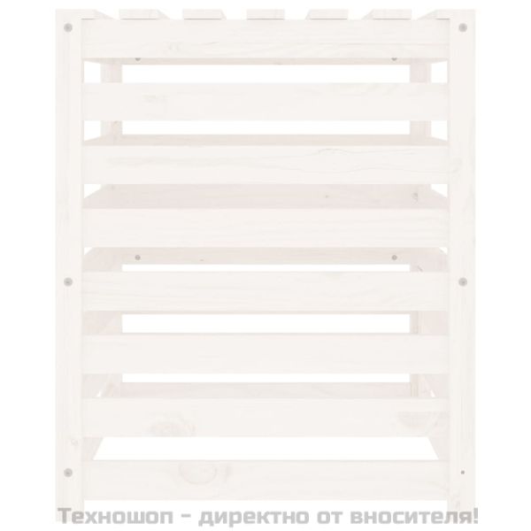 Компостер, бял, 63,5x63,5x77,5 см, борово дърво масив