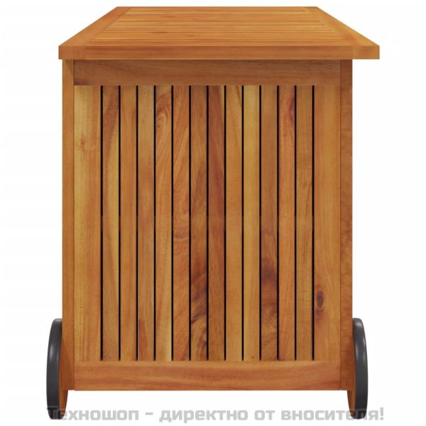 Градинска кутия за съхранение с колела 113x50x58см акация масив