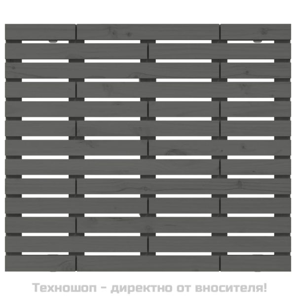 Стенна табла за спалня, сива, 126x3x91,5 см, борово дърво масив