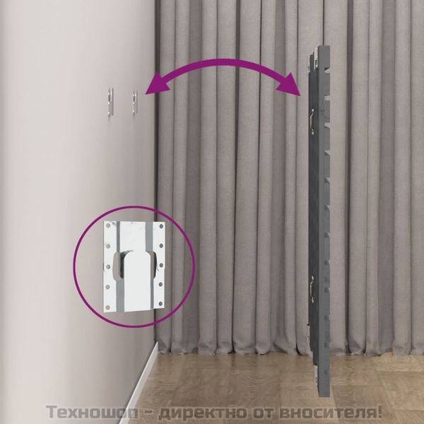 Стенна табла за спалня, сива, 126x3x91,5 см, борово дърво масив