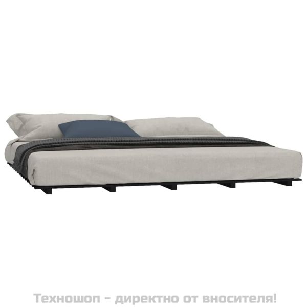 Рамка за легло, черна, 200x200 см, бор масив