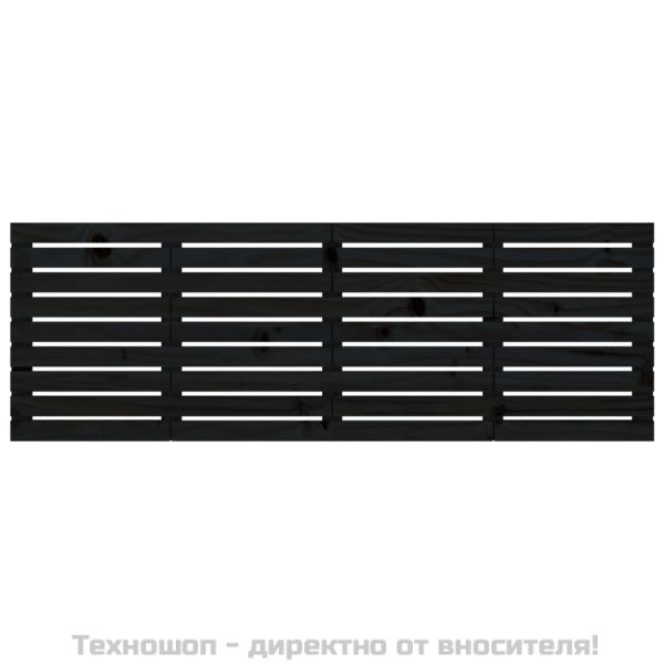 Стенна табла за спалня, черна, 166x3x63 см, борово дърво масив