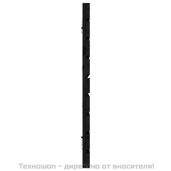 Стенна табла за спалня, черна, 166x3x63 см, борово дърво масив