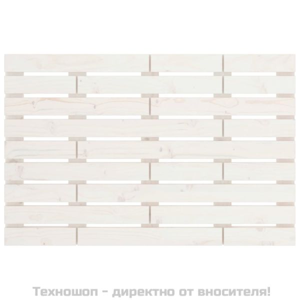 Стенна табла за спалня, бяла, 106x3x63 см, борово дърво масив