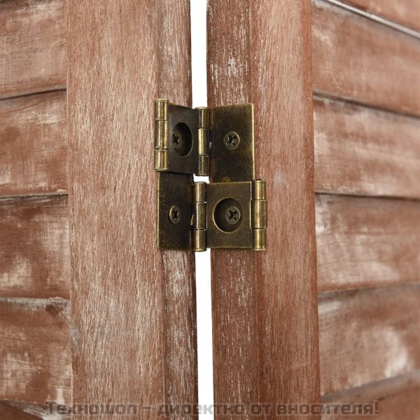 Параван за стая, 6 панела, кафяв, 210x165 cм, пауловния масив