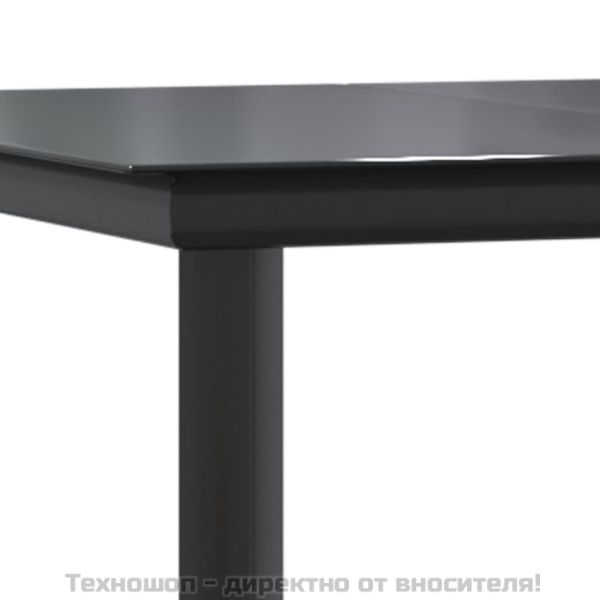 Градински трапезен комплект, 5 части, черен, полиратан