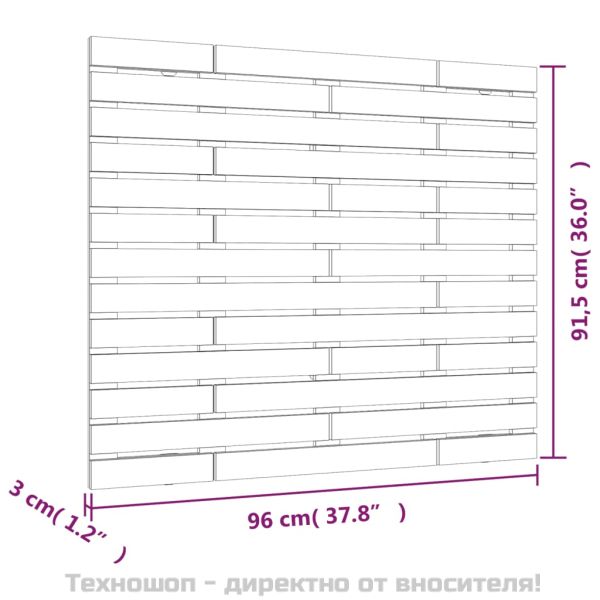 Стенна табла за спалня, 96x3x91,5 см, борово дърво масив