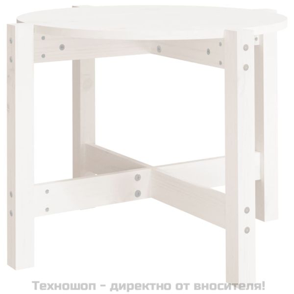 Кафе маса, бяла, Ø 62,5x45 см, борово дърво масив