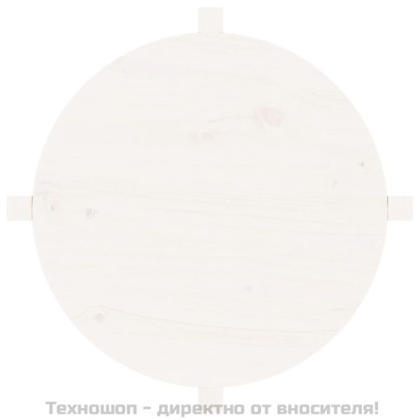 Кафе маса, бяла, Ø 62,5x45 см, борово дърво масив