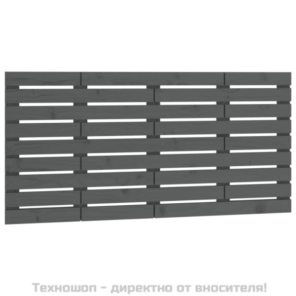 Стенна табла за спалня, сива, 126x3x63 см, борово дърво масив