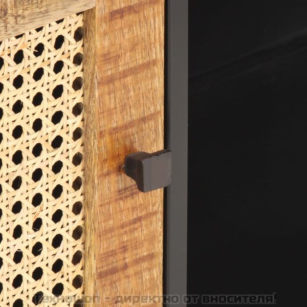 ТВ шкаф, 90x30x40 см, грубо мангово дърво масив и тръстика