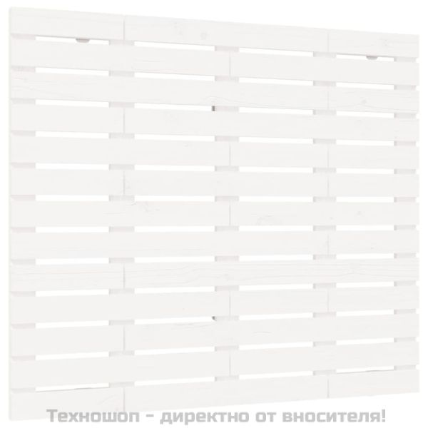 Стенна табла за спалня, бяла, 126x3x91,5 см, борово дърво масив