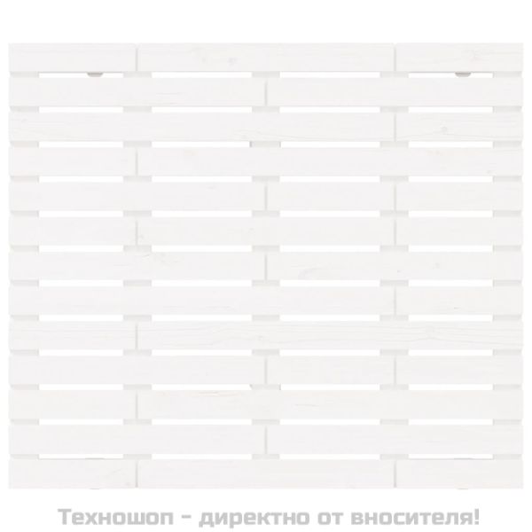Стенна табла за спалня, бяла, 126x3x91,5 см, борово дърво масив