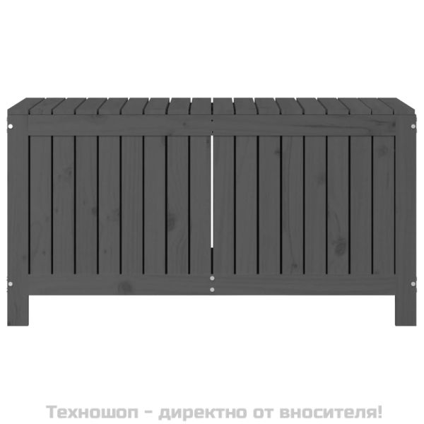 Кутия за съхранение, сива, 115x49x60 см, борово дърво масив