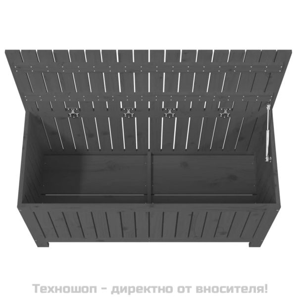 Кутия за съхранение, сива, 115x49x60 см, борово дърво масив