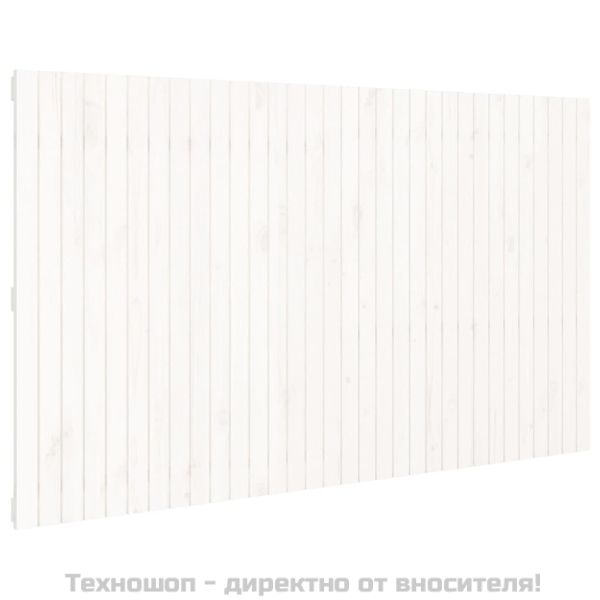 Стенна табла за спалня, бяла, 204x3x110 см, борово дърво масив