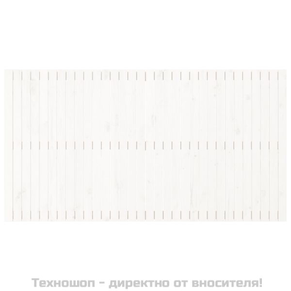 Стенна табла за спалня, бяла, 204x3x110 см, борово дърво масив
