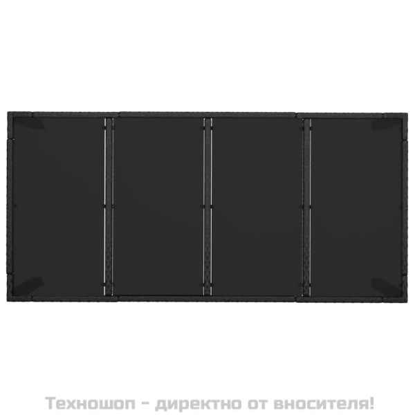 Градински трапезен комплект възглавници 9 части черен полиратан