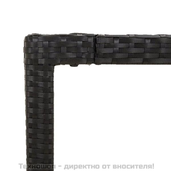 Градински трапезен комплект възглавници 9 части черен полиратан