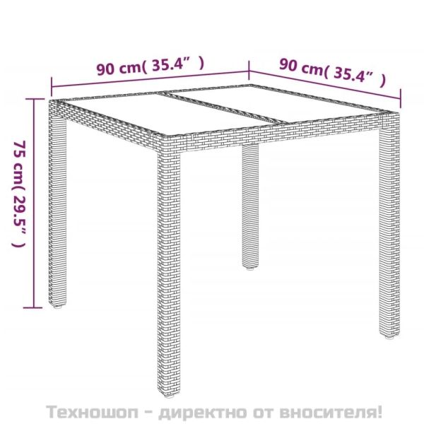 Градински трапезен комплект 5 части с възглавници сив полиратан