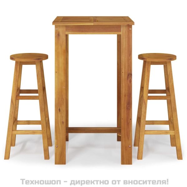 Градински бар комплект от 3 части, акация масив