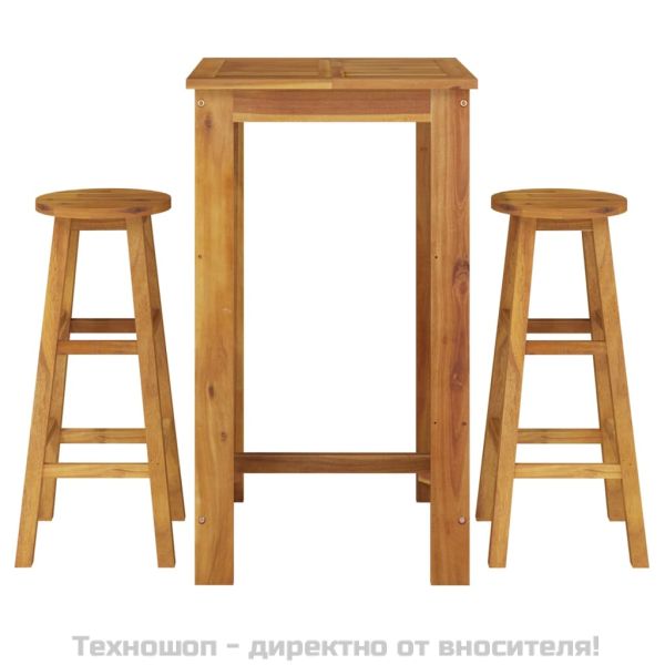 Градински бар комплект от 3 части, акация масив